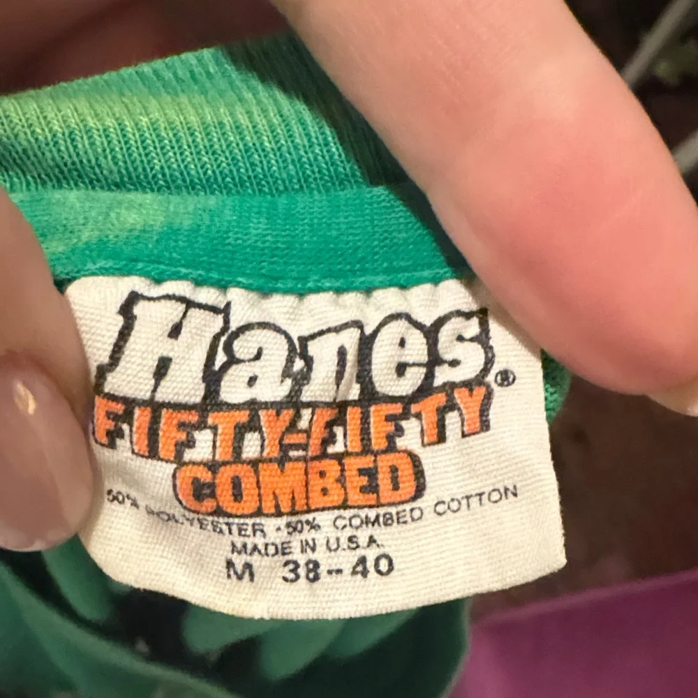 Hanes Fifty Fifty Combed Vintage Tee Green Graphic Womens Shirt National Guard M - Picture 8 of 9